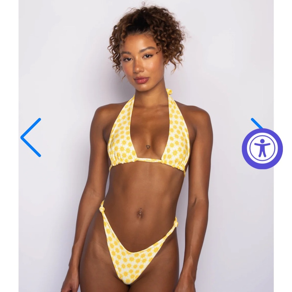 Skatie Suzanne Bottom in Ischia Size M: Yellow Patterned Bikini Set